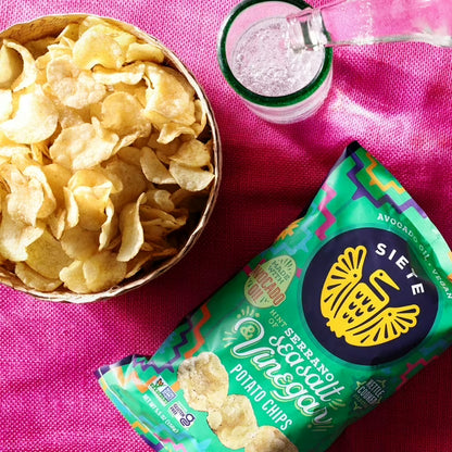 Siete Kettle Cooked Potato Chips Serrano Sea Salt & Vinegar - 5.5 oz