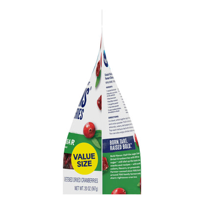 Ocean Spray Craisins, 50% Less Sugar Dried Cranberries, Dried Fruit, 20 oz Pouch