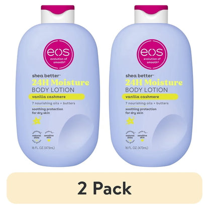 (2 pack) eos Shea Better 24H Moisture Body Lotion, Vanilla Cashmere, for Dry Skin, 16 fl oz