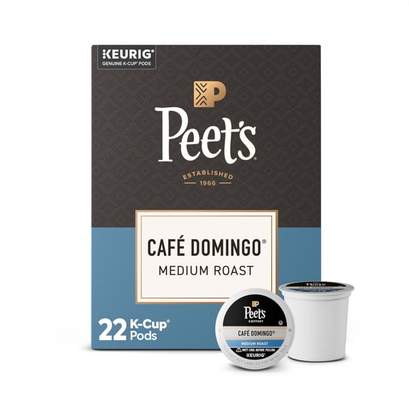 Peet's Coffee Cafe Domingo Blend Premium Medium Roast Keurig K-Cup Coffee Pods, 22 Count
