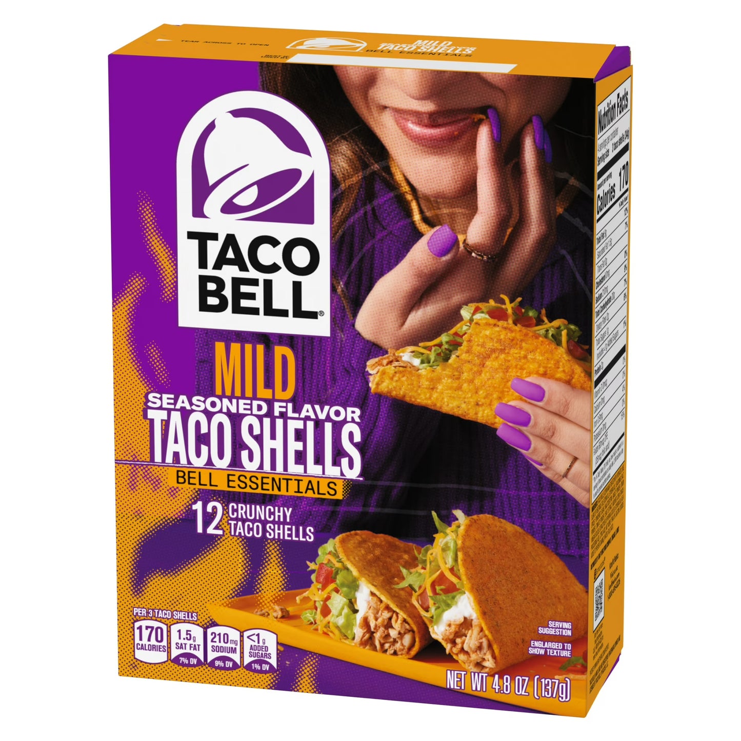 (2 pack) Taco Bell Mild Seasoned Flavor Crunchy Taco Shells, 12 ct, 4.8 oz Box