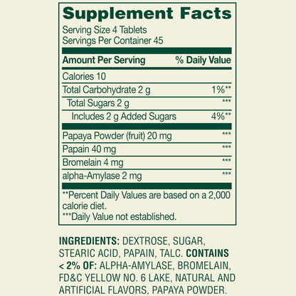 Spring Valley Papaya Enzyme Complex Chewable Tablets Dietary Supplement, Digestive Health, 180 Count