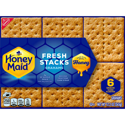 HONEY MAID Fresh Stacks Graham Crackers, Travel Snacks, 12.2 oz (6 Multi Snack Packs)