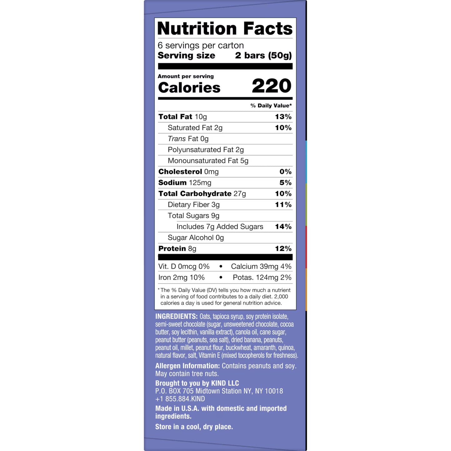 KIND Breakfast Peanut Butter Banana Dark Chocolate Gluten Free Protein Snack Bars, 1.76 oz, 6 Count One box
