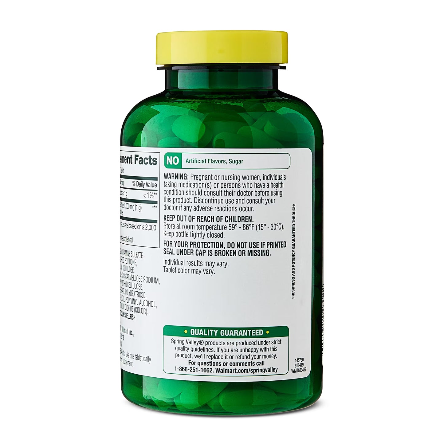 Spring Valley Glucosamine Sulfate Potassium Chloride Dietary Supplement Tablets for Joint Health, 1,000 mg, 200 Count