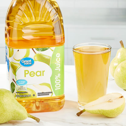 (3 pack) Great Value Pear 100% Juice, 64 fl oz (Shelf Stable)