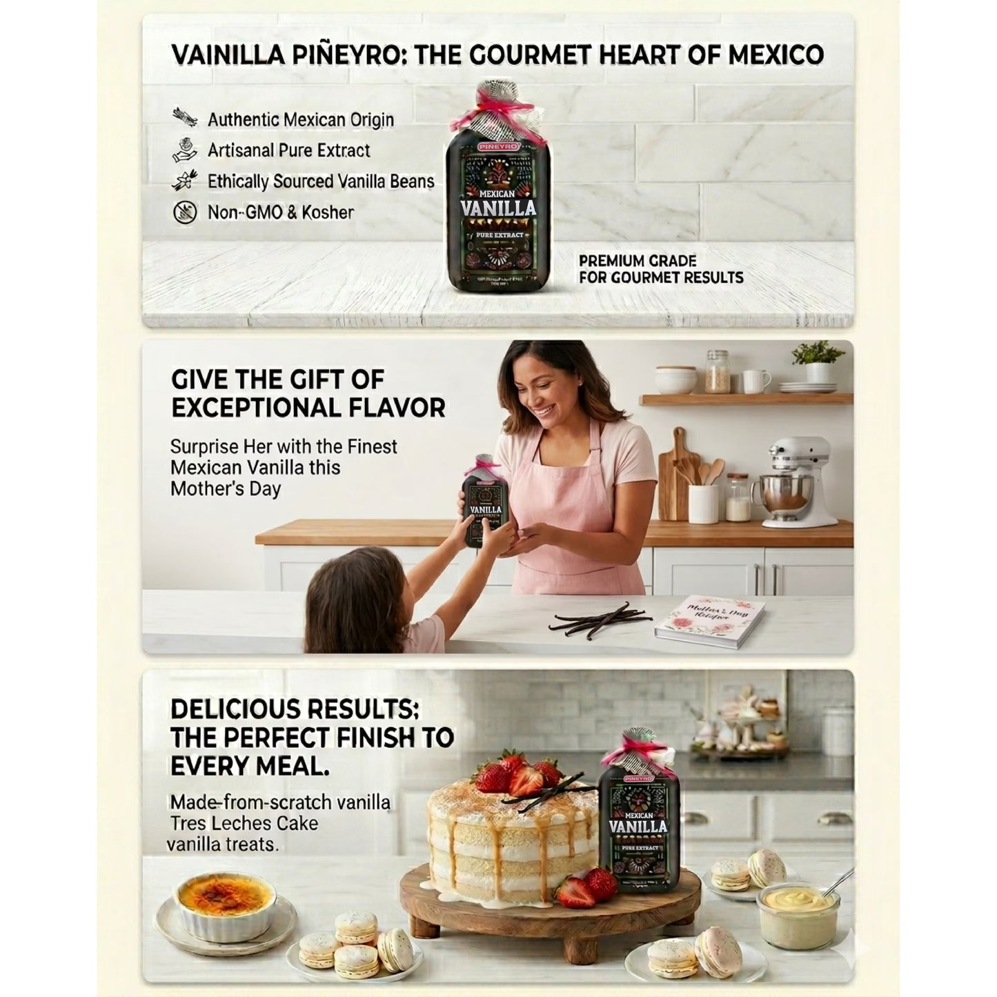 Mexican Vanilla Pure Extract | 6.7 fl. oz. | Perfect Mother’s Day Gift for Bakers | Ideal for Baking, Cooking & Desserts | Premium Artisanal | 100% Vegan & Kosher | Non-GMO & Gluten-Free