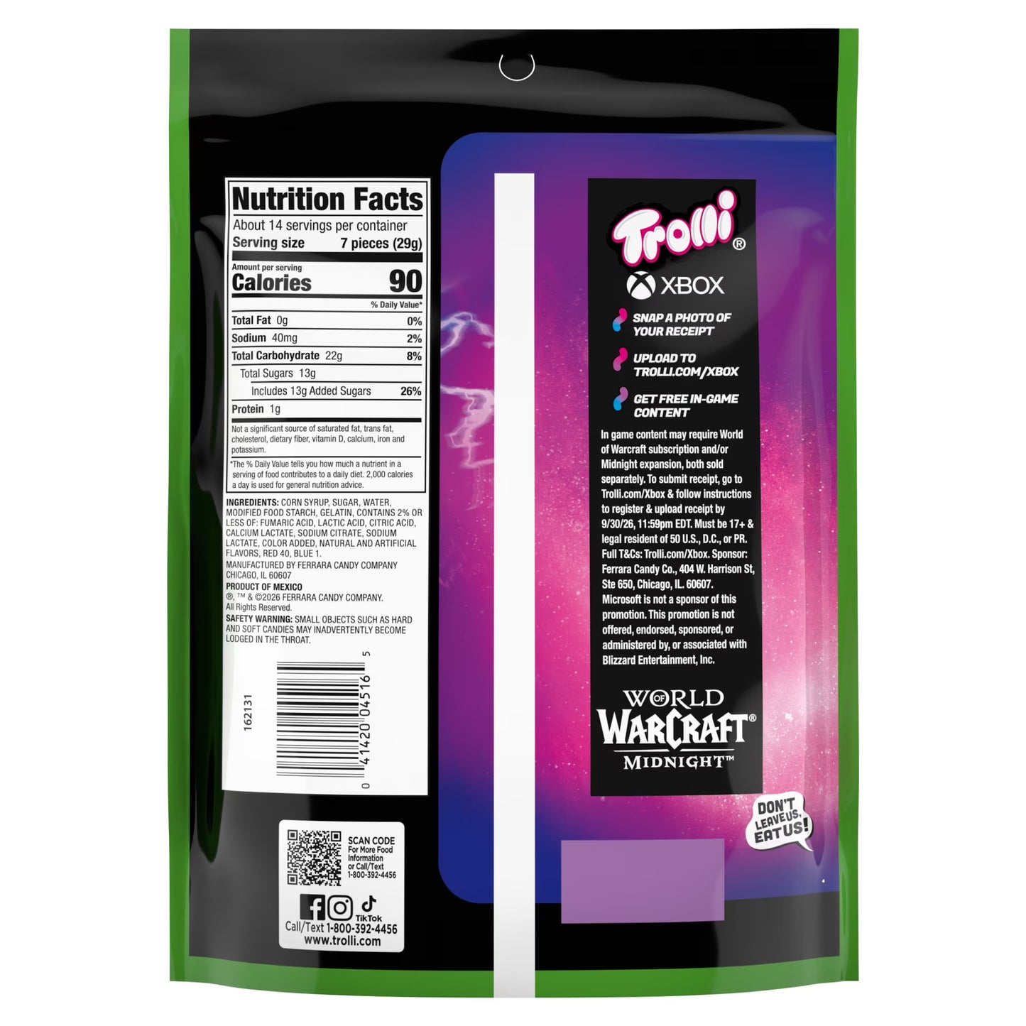 Trolli Sour Brite Crawlers Candy, Very Berry, Sweet and Sour, Gummy Worms, 14 oz