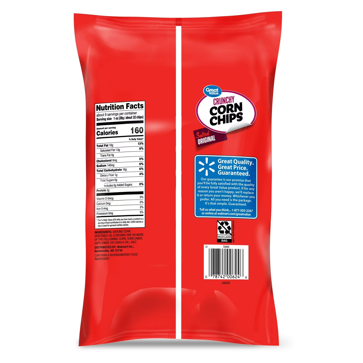 Great Value Original Corn Chips, 9.25 oz