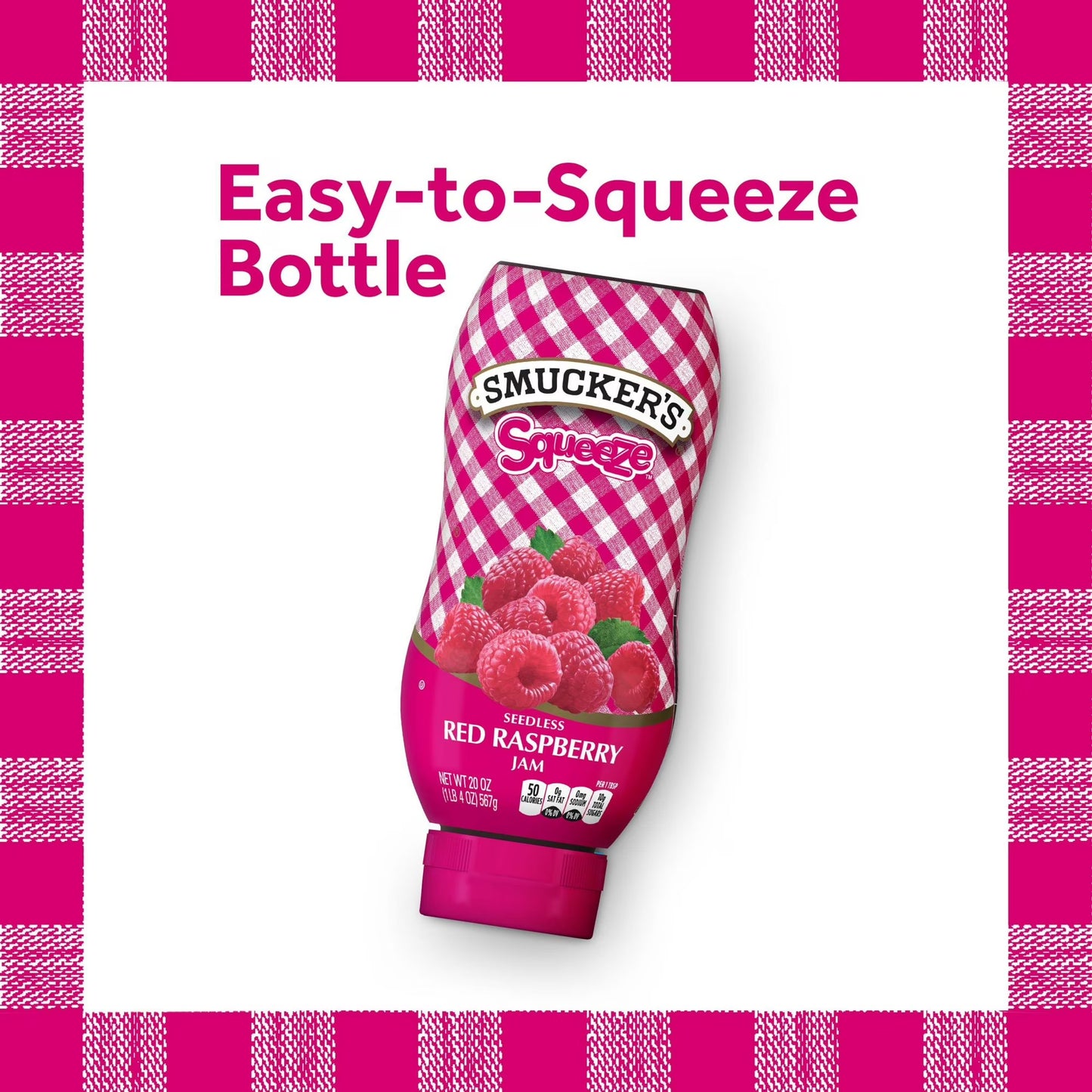 (3 pack) Smucker's Squeeze Seedless Red Raspberry Jam, 20 oz Squeezable Bottle