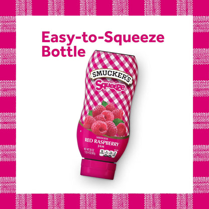 (3 pack) Smucker's Squeeze Seedless Red Raspberry Jam, 20 oz Squeezable Bottle