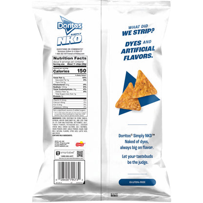 Doritos Simply NKD, No Dyes No Artificial Flavors Cool Ranch Tortilla Chips Bag, 9.25 oz