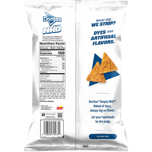 Doritos Simply NKD, No Dyes No Artificial Flavors Cool Ranch Tortilla Chips Bag, 9.25 oz