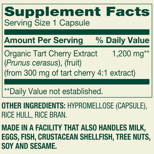 Spring Valley Tart Cherry Extract Dietary Supplement Vegetarian Capsules for Antioxidant Support , 1200 mg, 90 Count