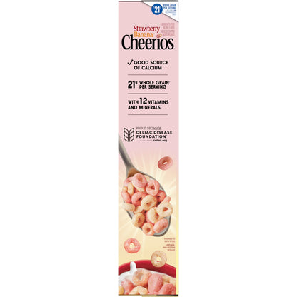Strawberry Banana Cheerios, Heart Healthy Gluten Free Breakfast Cereal, Family Size, 19 oz