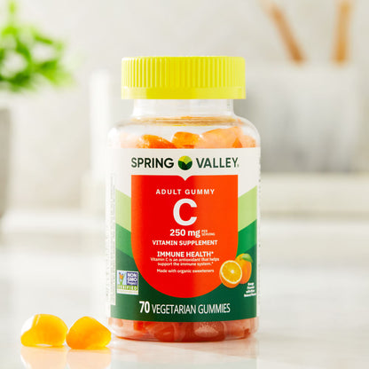 Spring Valley Vitamin C Supplement, Orange Flavor, 250 mg, 70 Count, Gummies for Immune Health