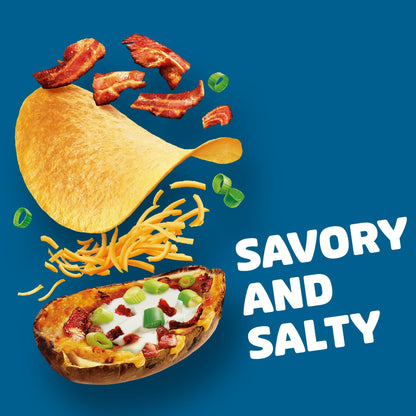 Pringles Loaded Potato Skins Potato Crisps Chips, Lunch Snacks, 5.5 oz Canister