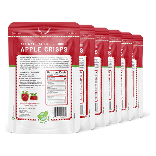 Nature’s Turn Freeze-Dried Apple Crisps, No Added Sugar, Healthy Natural Fruit Crisp Snack for School Lunches, 6 Pack (0.53 oz Each)