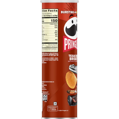 Pringles Texas BBQ Brisket Potato Chips Crisps, Lunch Snacks, 5.5 oz Canister