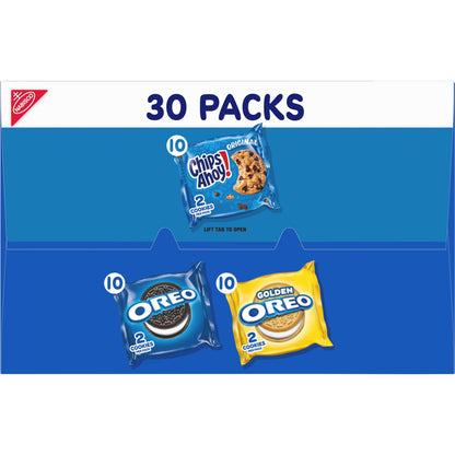 Nabisco Sweet Treats Cookie Variety Pack OREO, OREO Golden & CHIPS AHOY!, 30 Snack Packs