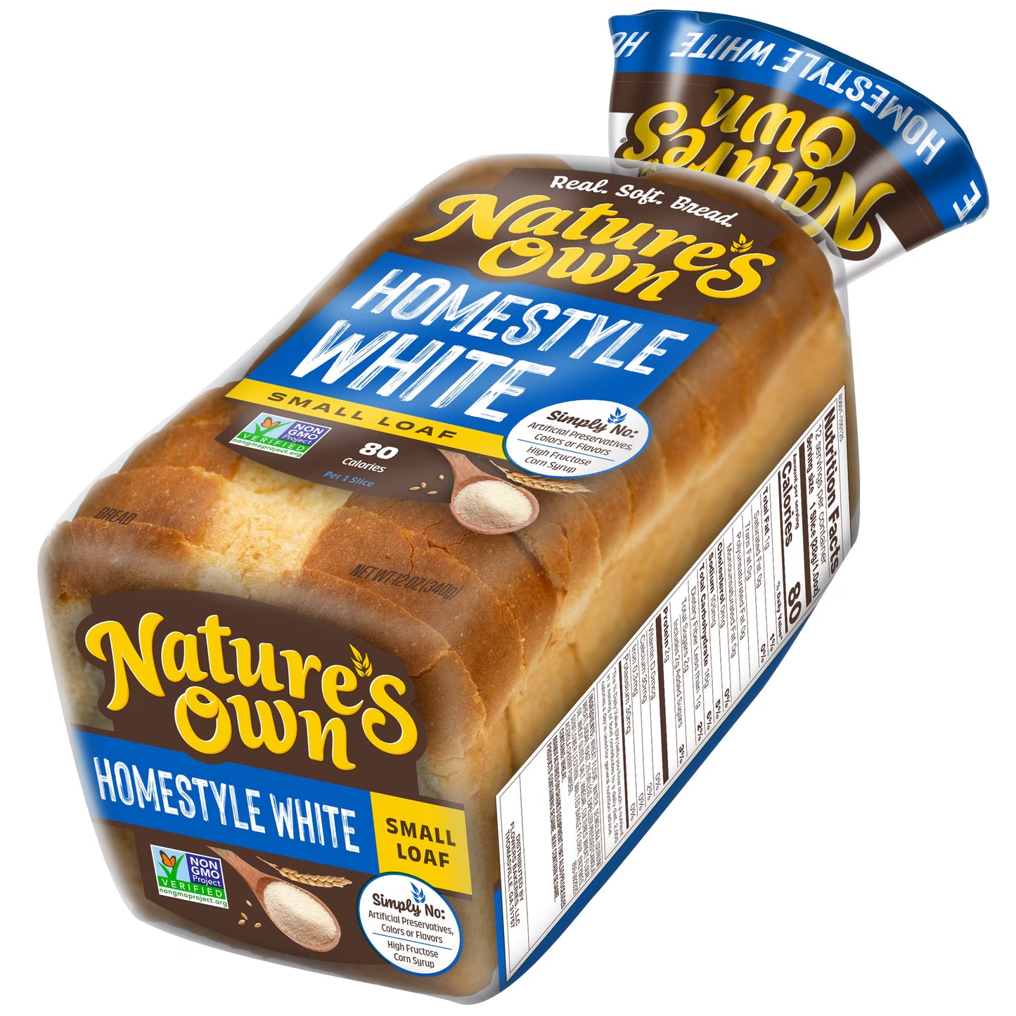 Nature's Own Homestyle White, Non-GMO Small Loaf Bread, Sandwich Bread, 12 oz Loaf