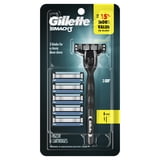 Gillette Mach3 Manual Razor, 1 Handle and 6 Blade Refills, Silver
