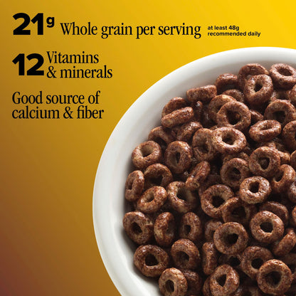 Chocolate Cheerios, Heart Healthy Gluten Free Breakfast Cereal, Family Size, 19.2 oz