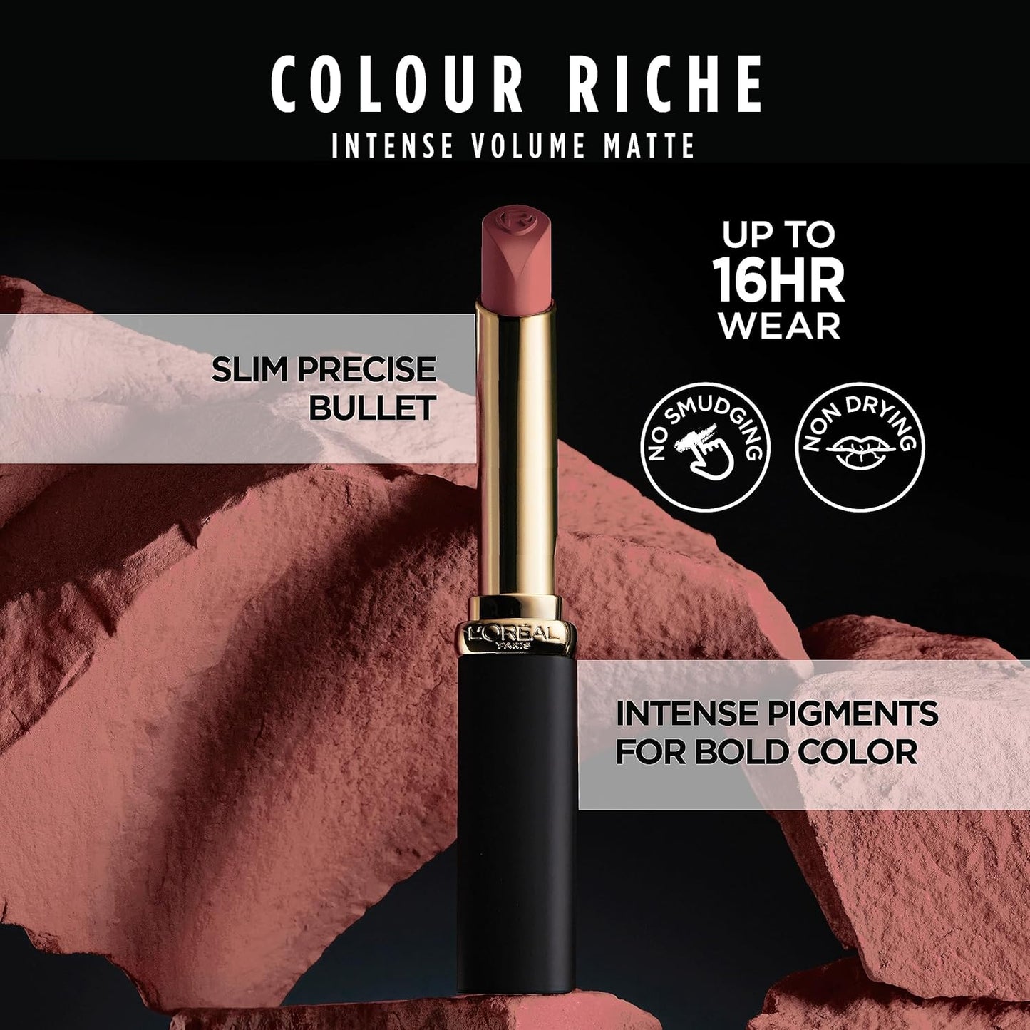 L'Oreal Paris Colour Riche Intense Volume Matte Lipstick, Lip Makeup Infused with Hyaluronic Acid for up to 16HR Wear, Le Berry Brilliant, 0.06 Oz