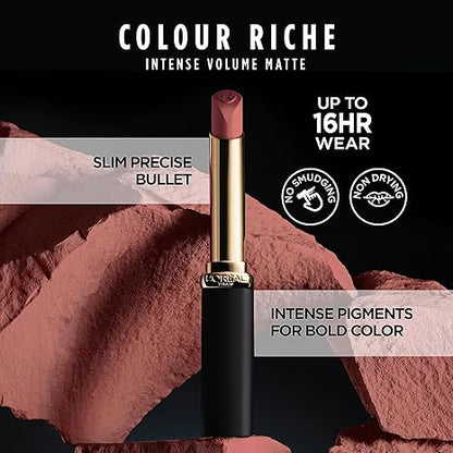 L'Oreal Paris Colour Riche Intense Volume Matte Lipstick, Lip Makeup Infused with Hyaluronic Acid for up to 16HR Wear, Le Rouge Paris, 0.06 Oz