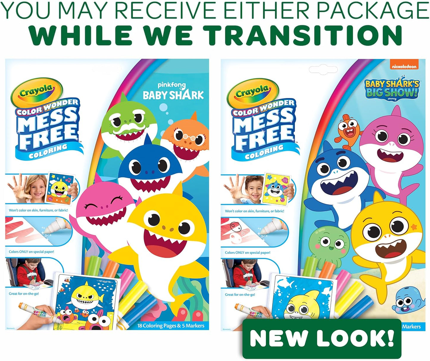 Crayola Baby Shark Color Wonder Pages, Mess Free Coloring for Toddlers, Coloring Activity, Travel Activities, Toddler Toys & Gifts, 3+