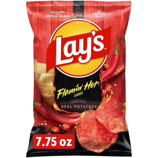 Lay's Potato Chips, Flamin' Hot Flavored Snacks, 7.75oz Bag