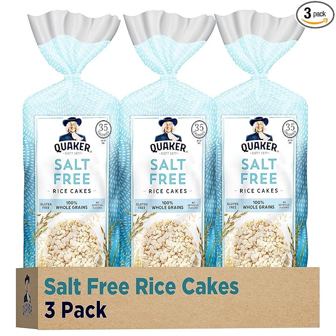 Quaker Large Rice Cakes, Salt Free, 8.53 Ounce (Pack of 3)