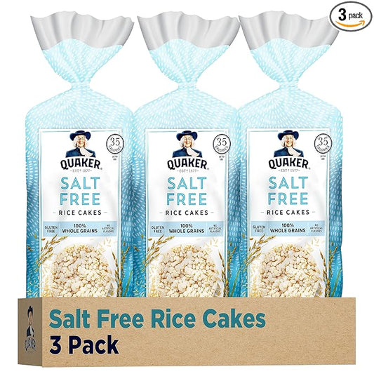 Quaker Large Rice Cakes, Salt Free, 8.53 Ounce (Pack of 3)