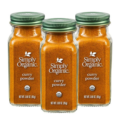 Simply Organic Certified Organic Curry Powder, 3-Ounce 3-Pack, Aromatic Blend 11 Indian Cooking Spice for Meat, Seafood, Tofu
