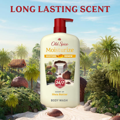 Old Spice Cleansing Body Wash for Men, 24/7 Shower Fresh with Lasting Scent, Restore & Renew, Gentle on Skin, Vitamin B3, Moisturize with Shea Butter Scent, 30 oz (Pack of 4)