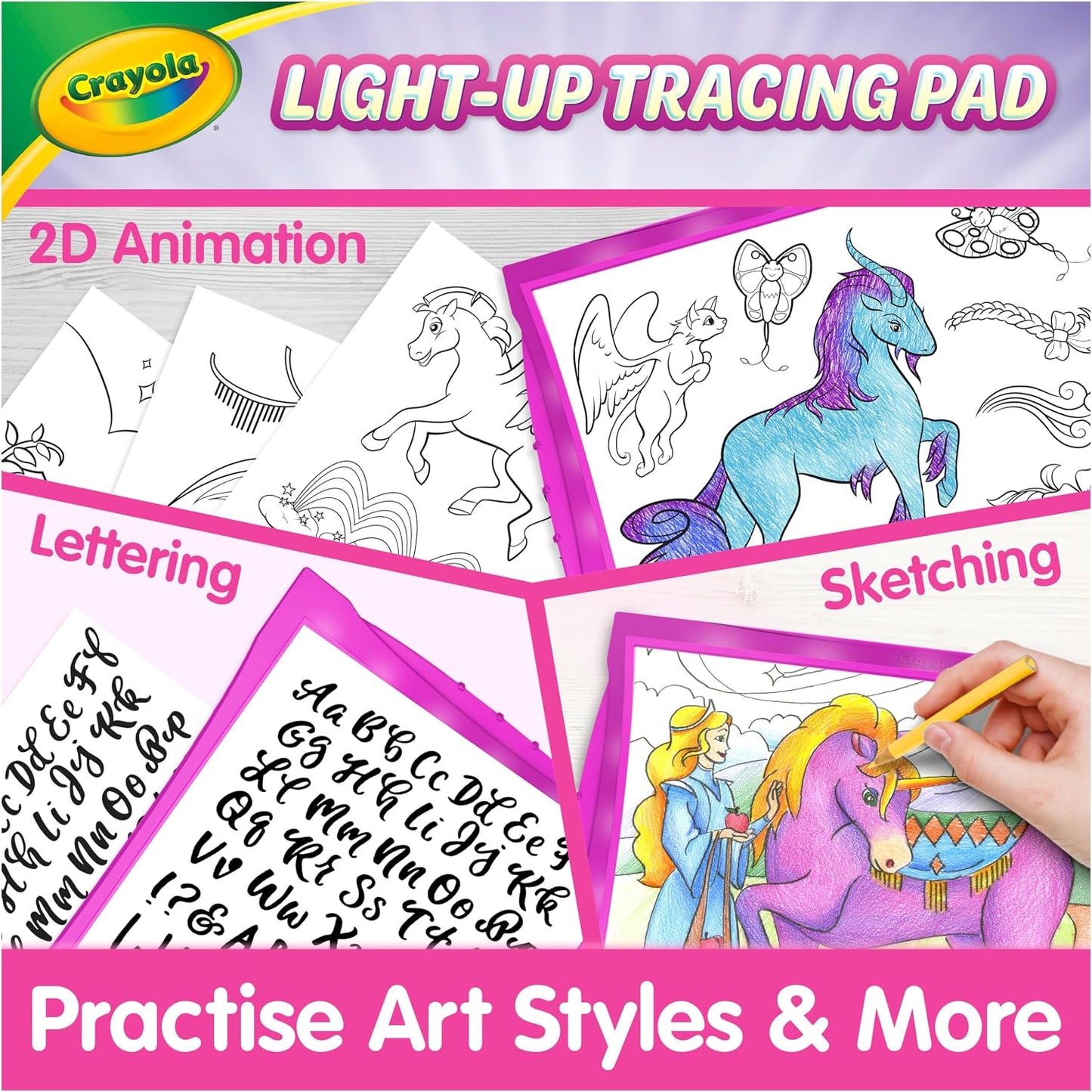 Crayola Light Up Tracing Pad Pink, Best Birthday Gifts for Girls & Boys, 6, 7, 8 Year Olds, Kids Toys, Light Box Art Kit for Kids