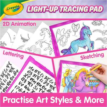 Crayola Light Up Tracing Pad Pink, Best Birthday Gifts for Girls & Boys, 6, 7, 8 Year Olds, Kids Toys, Light Box Art Kit for Kids