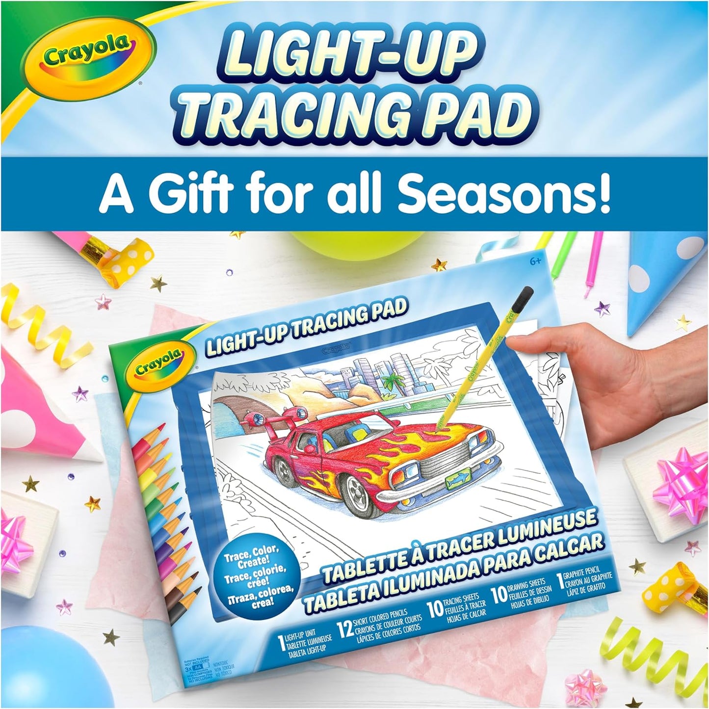 Crayola Light Up Tracing Pad - Blue, Drawing & Tracing Projector for Kids, Sketching Light Box Table, Toys for Kids, Gift for Girls & Boys, Ages 6+