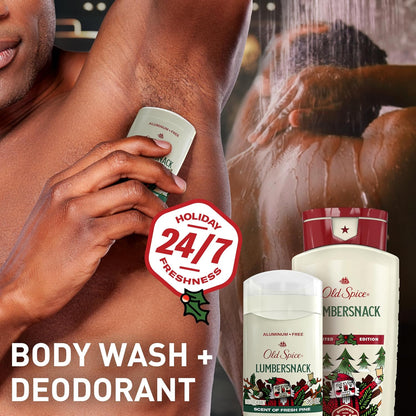 Old Spice Aluminum Free Deodorant for Men, Holidudes Limited Edition, 24/7 Holiday Freshness, Odor Protection, Stocking Stuffer, Lumbersnack with Fresh Pine Scent, 3.0 oz