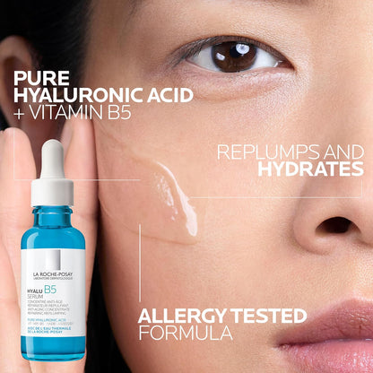 La Roche-Posay Hyalu B5 Pure Hyaluronic Acid Serum for Face, Vitamin B5 + Hyaluronic Acid + Madecassoside, Hydrating Serum Visibly Plumps Skin, Sensitive Skin Safe, Anti Aging, Oil-Free