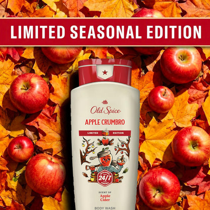 Old Spice Body Wash for Men, Fallidudes Edition, 24/7 Frightful Freshness, Long Lasting Cleanse & Refresh, Apple Crumbro with Apple Cider Scent, 16 oz