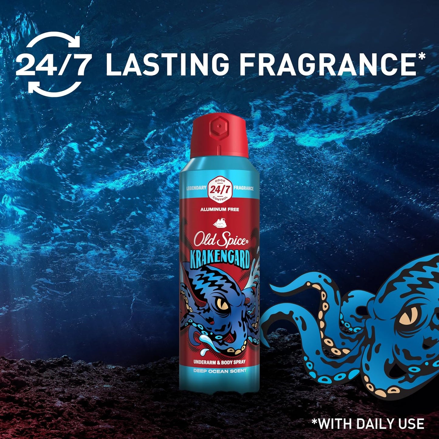 Old Spice Aluminum Free Body Spray for Men, Krakengard, 5.1 Oz (Pack of 4)