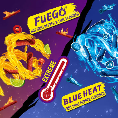 Takis Mini Assorted Variety Pack Rolled Tortilla Chips, 25 Count | (15) Fuego and (10) Blue Heat, Bite Size, 1.23oz Individual Bags for Snacking and Lunchboxes