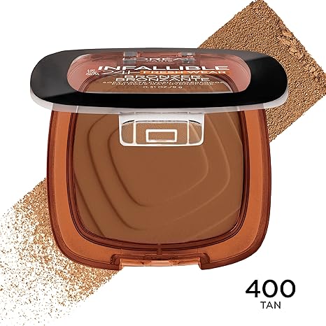L'Oreal Paris Infallible Up to 24H Fresh Wear Soft Matte Longwear Bronzer. Waterproof, heatproof, Transfer, humidity and sweatproof, Tan, 0.31 oz