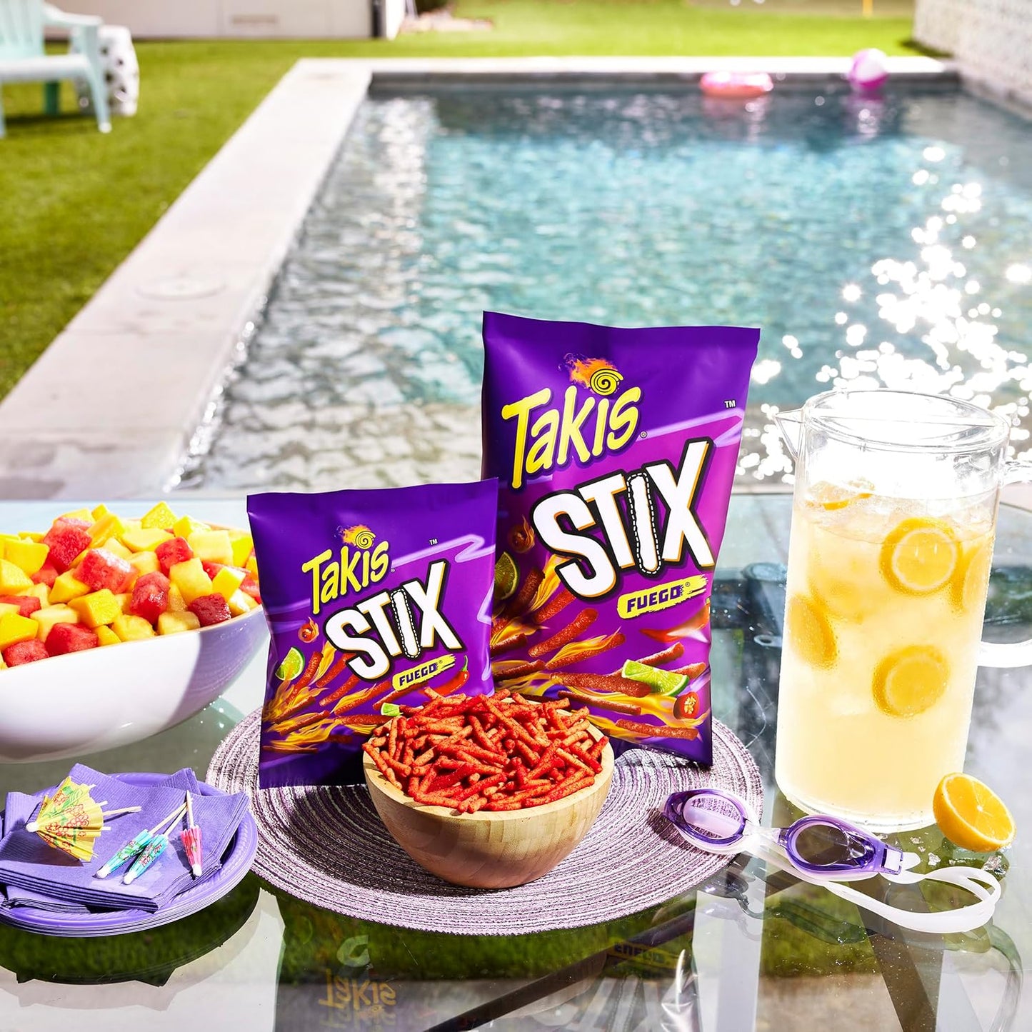 Takis Fuego Stix - Extreme Hot Chili Pepper & Lime Flavored Spicy Corn Sticks Snack Size Bag (Pack of 4)