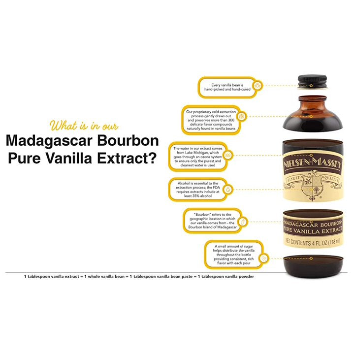 Nielsen-Massey No Sugar Added Madagascar Bourbon Pure Vanilla Extract, 4 oz