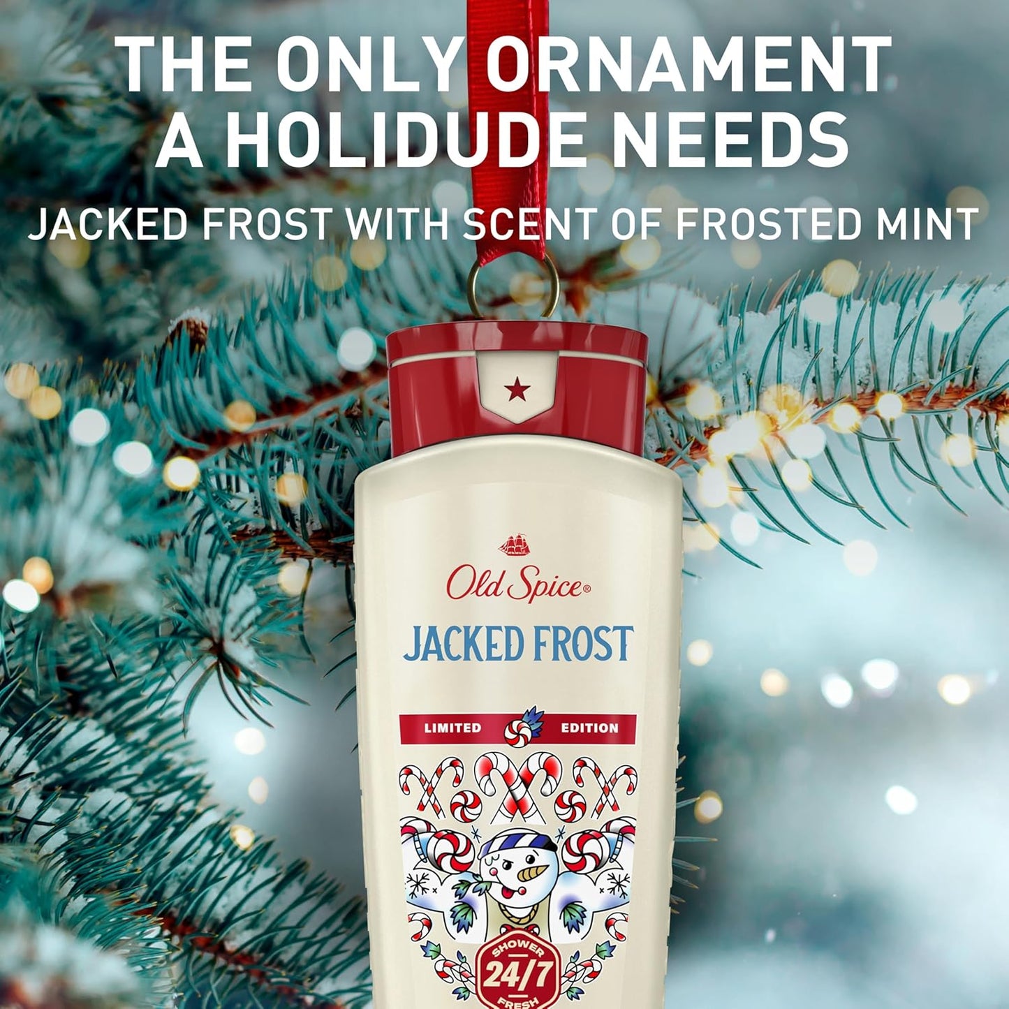 Old Spice Body Wash for Men, Holidudes Holiday Edition, 24/7 Holiday Freshness, Lasting Scent and Rich Lather, Stocking Stuffer, Jacked Frost Frosted Mint Scent, 16 oz