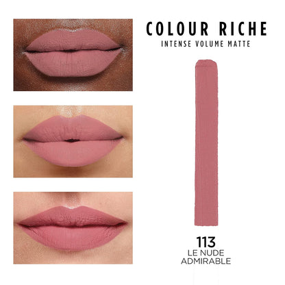 L'Oreal Paris Colour Riche Intense Volume Matte Lipstick, Lip Color Infused with Hyaluronic Acid for up to 16hr All Day Comfort, Le Nude Admirable, 0.06 Oz