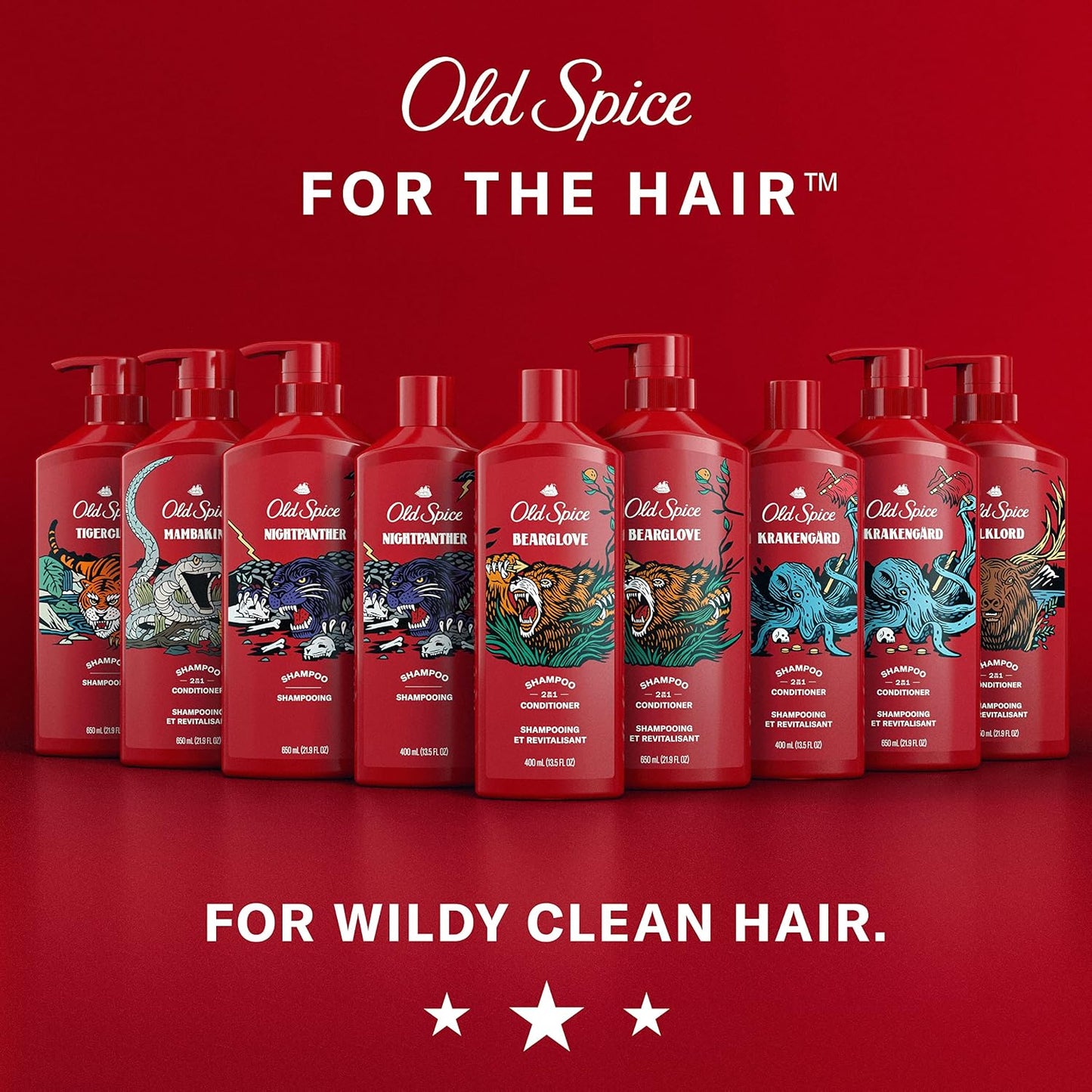 Old Spice Mens 2-in-1 Shampoo and Conditioner Set, Krakengard, For All Hair Types, Healthier, Fuller, More Moisturized Looking Hair, 13.5 fl oz Each (Pack of 6)