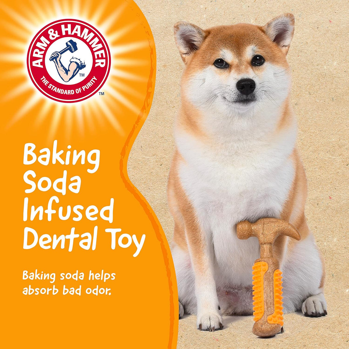 Arm & Hammer Chew Tools Compressed Wood Hammer Dog Chew Toy, 7 In